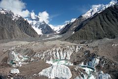 26 Looking Up Younghusband Biango Glacier To Muztagh Tower From Baltoro Glacier